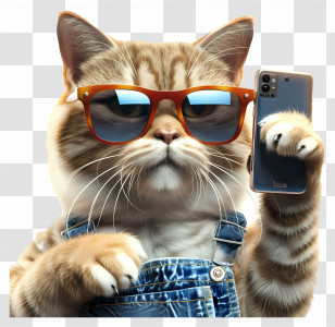 Selfie Animal - Cool Cat With Sunglasses Taking A Selfie Transparent PNG