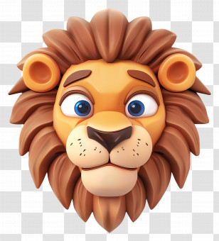Cartoon Lion Face - Cartoon Lion Face Illustration With Expressive Features Transparent PNG