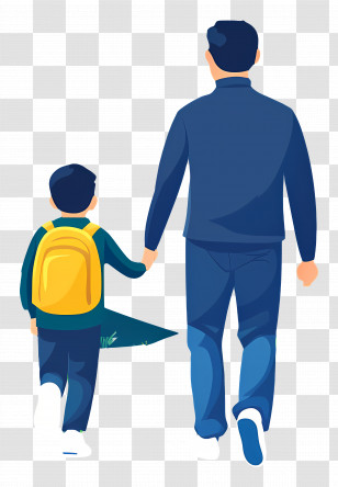 Going School With Dad - Parent And Child Walking Together Transparent PNG