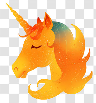 Unicorn - Golden Unicorn Head Illustration Transparent PNG