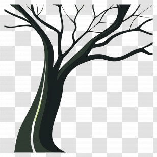 Tree Silhouette - Bare Tree Illustration With Dark Branches Transparent PNG