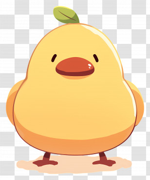 Cute Little Duck - Cute Yellow Cartoon Bird With Leaf Transparent PNG