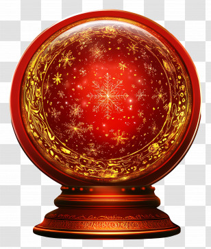 Christmas - Red And Gold Snow Globe Transparent PNG