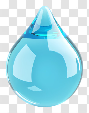 Blue Water Drop - Blue Water Droplet With Shiny Reflection Transparent PNG