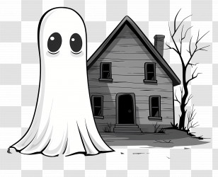 Halloween Ghost - Ghost And Haunted House Cartoon For Halloween Transparent PNG
