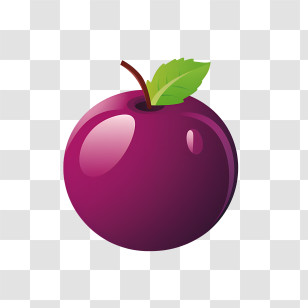 Plum - Purple Plum With Green Leaf Transparent PNG
