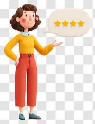 Girl Giving Feedback - Woman Giving A Five-Star Rating Transparent PNG