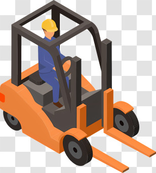 Icon - Orange Forklift With Operator In Helmet Transparent PNG
