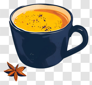 Masala Chai Tea - Black Coffee Cup With Star Anise Transparent PNG