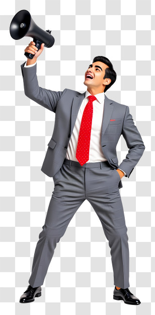 Businessman Shouting With Megaphone - Businessman Shouting Through A Megaphone Transparent PNG