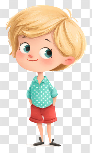 Cute Cartoon Girl - Playful Blond Boy Character Transparent PNG