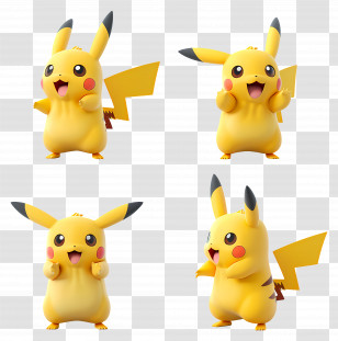 Cute Pikachu - Pikachu Character Set Transparent PNG