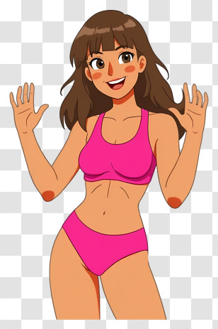 Woman In Bikini - Energetic Woman In Pink Sportswear Transparent PNG