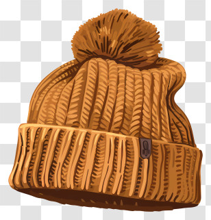 Knit Cap - Brown Knit Hat With Pom-Pom Transparent PNG