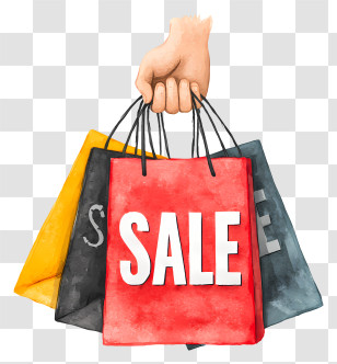 Shopping Bags With Sale - Red SALE Shopping Bags Transparent PNG