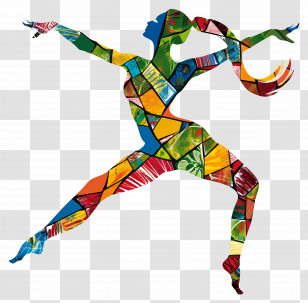 Colorful Dancer Silhouette - Colorful Dance Silhouette Illustration Transparent PNG