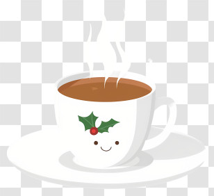 Hot Drink Mug - Holiday Coffee Cup With Holly Design Transparent PNG