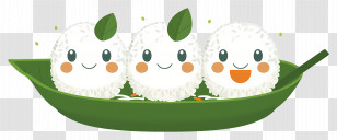 Rice Balls - Adorable Rice Balls In Green Leaf Design Transparent PNG