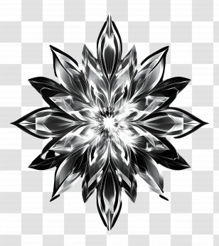 Crystal Snowflake - Metallic Abstract Flower With Symmetrical Petals Transparent PNG