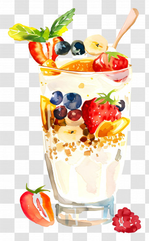 Yogurt Parfait - Delicious Fruit Parfait In Glass Transparent PNG