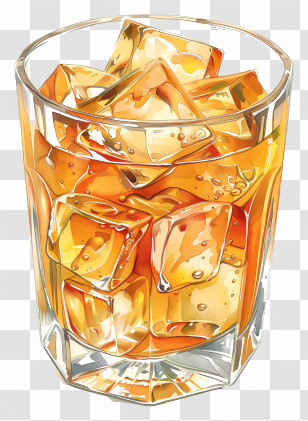 Cocktail With Ice - Refreshing Glass Of Whiskey With Ice Transparent PNG