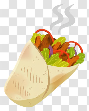 Shawarma Wrap - Handheld Chicken Wrap Illustration Transparent PNG