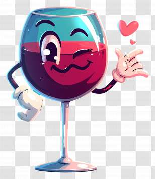 Cartoon Wine Glass - Animated Wine Glass Winking Transparent PNG