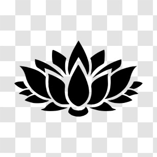 Silhouette - Minimalist Black Lotus Flower Symbol Design Transparent PNG