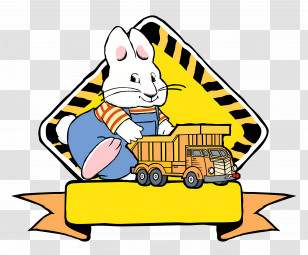 Max Ruby - Bunny Playing With Toy Truck Transparent PNG