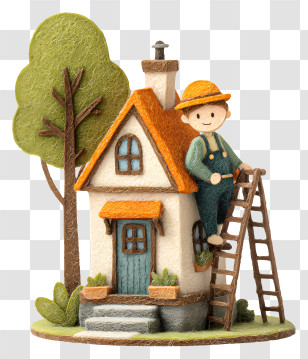 Little House - Small Cute Doodle House With Ladder Transparent PNG