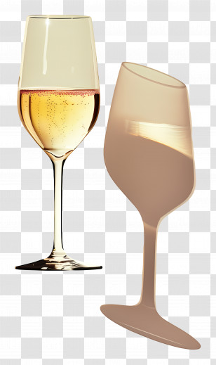 Champagne - Sparkling Wine Glass And Silhouette Art Transparent PNG