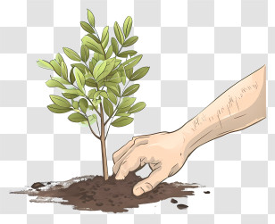 Sketch Line Planting Tree - Tree Planting Illustration For Environmental Conservation Transparent PNG