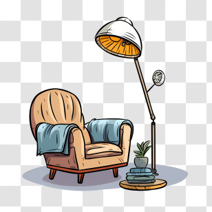 Couch And Lamp - Cozy Armchair With Floor Lamp Transparent PNG