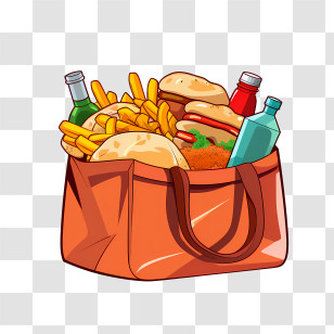 Food Delivery Bag - Bag Of Fast Food Items Transparent PNG