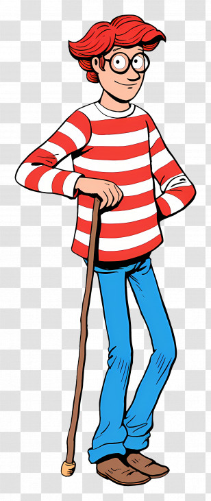 Waldo - Striped Shirt Cartoon Man Illustration Transparent PNG