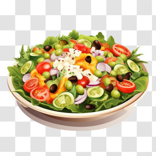 Salad - Bowl Of Fresh Vegetable Salad Transparent PNG