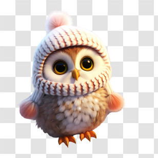 Christmas Owl - Cute Owl With Winter Hat Transparent PNG