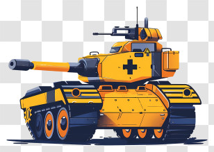 Cartoon Tank - Yellow Military Tank Illustration Transparent PNG