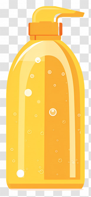 Shampoo Bottle - Yellow Soap Dispenser With Bubbles Transparent PNG