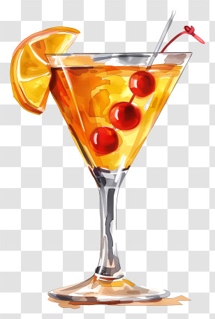 Cocktail Day - Refreshing Orange Cocktail Glass Transparent PNG