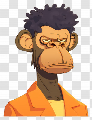 Cartoon Ape - Cartoon Monkey Illustration With Orange Outfit Transparent PNG