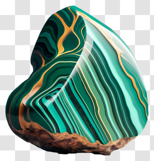 Striped Rock - Shiny Polished Malachite Gemstone Transparent PNG
