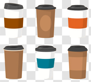 Paper Coffee Cups - Variety Of Takeaway Coffee Cups Transparent PNG