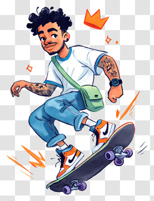 Cool Man Skateboarding - Cool Skateboarder Trick Illustration Transparent PNG