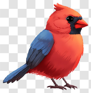 Hand Drawn Style Bird - Vibrant Red Cardinal Bird Illustration Transparent PNG