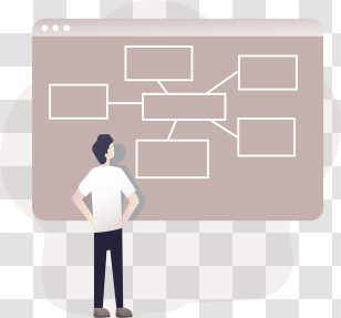 Mind Map - Man Analyzing Flowchart Illustration Transparent PNG