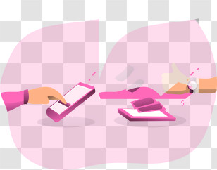 Hands Holding Paper - Mobile Payment With Smartphone And Watch Transparent PNG