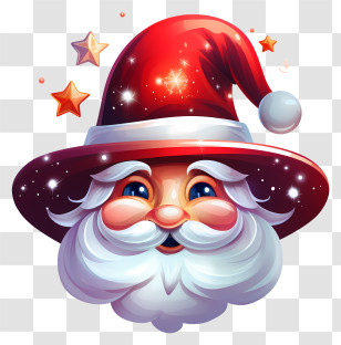 Christmas Elements - Jolly Santa Claus With Red Festive Hat Transparent PNG