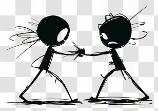 Stick Figure Fighting - Stick Figures Fighting Illustration Transparent PNG