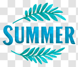 Summer Logo - Turquoise SUMMER Leaf Typography Transparent PNG